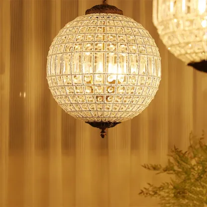 Glam Luxury Crystal Globe Chandelier with Glass Beads Image - 1