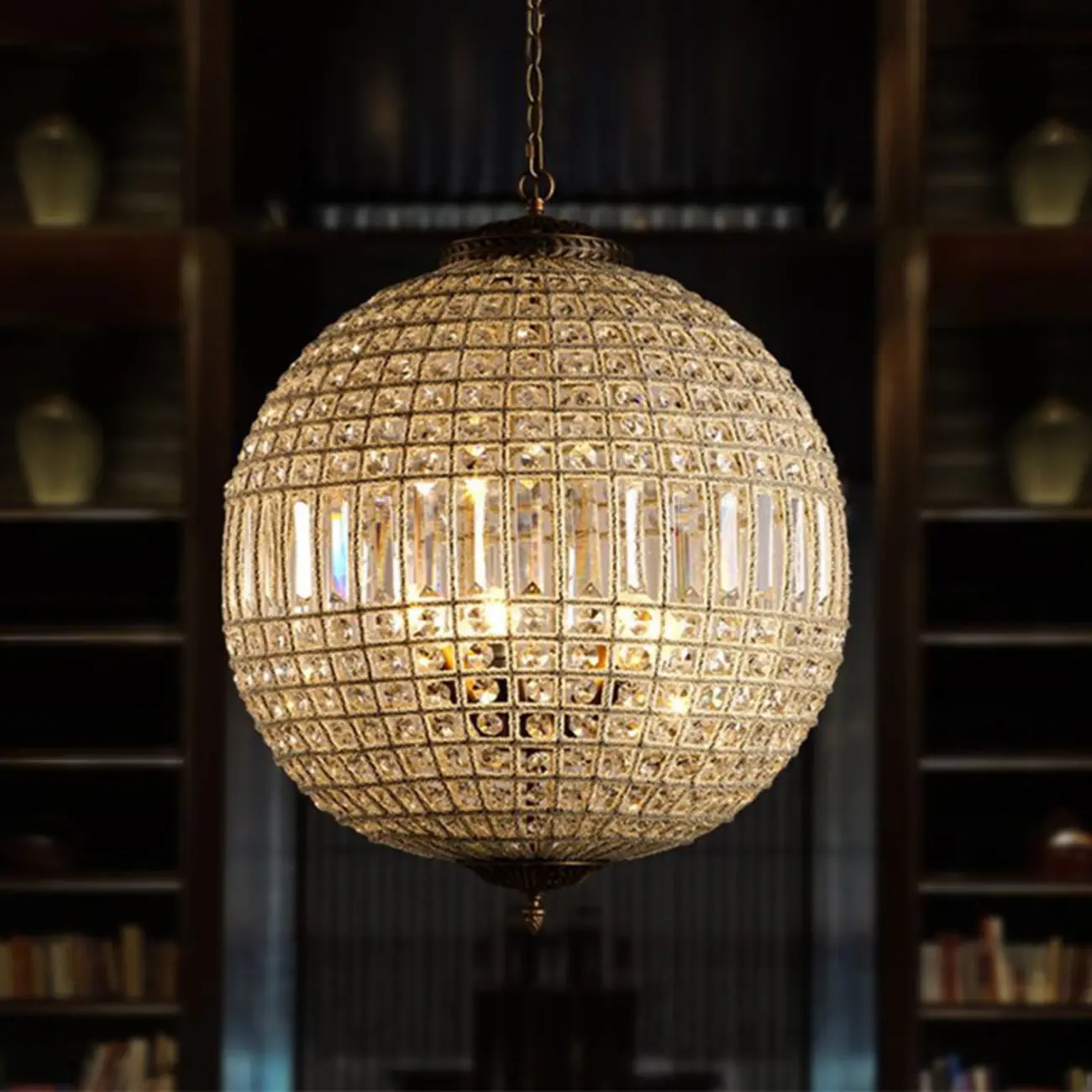 Glam Luxury Crystal Globe Chandelier with Glass Beads Image - 3 | homeyfad