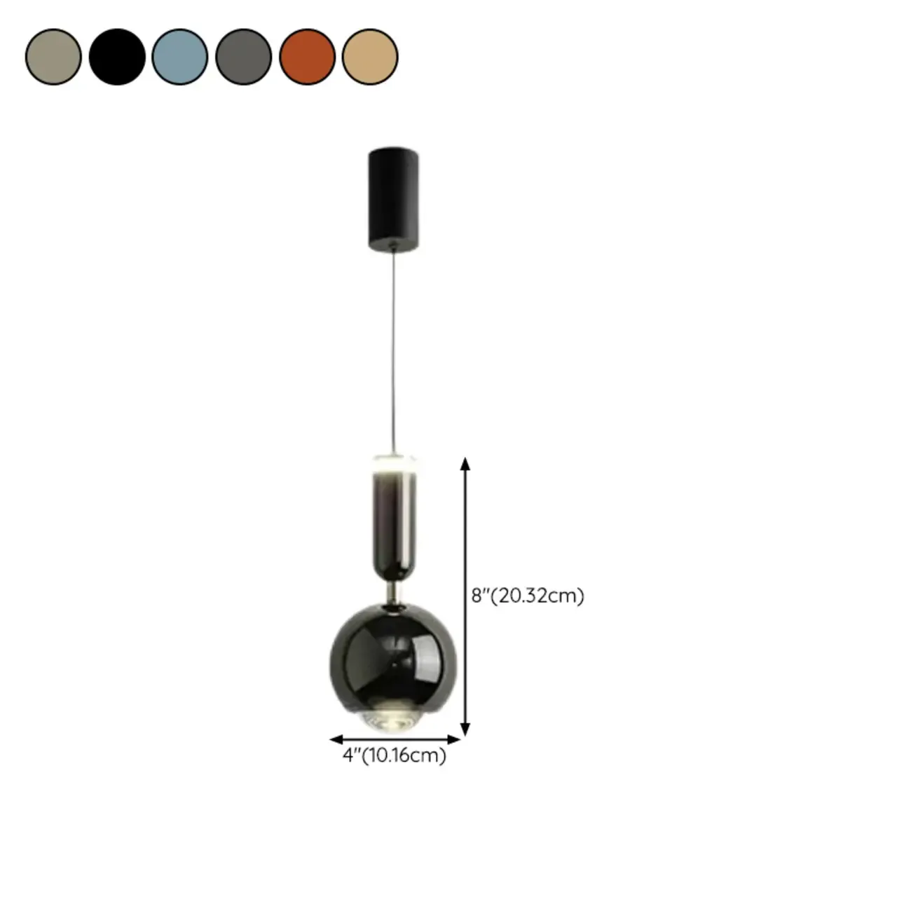 2-Light Dimming Modern Acrylic Globe Pendant Light #size