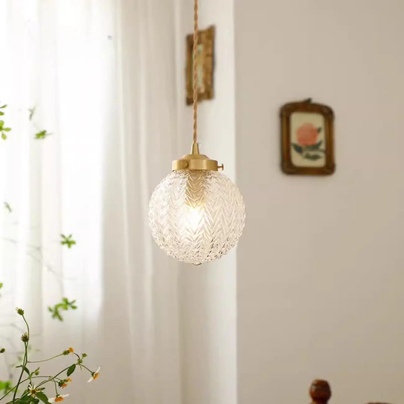Elegant Glass Globe Pendant Light Adjustable Length for Kitchen Image - 1 | homeyfad