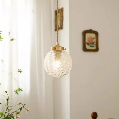 Elegant Glass Globe Pendant Light Adjustable Length for Kitchen Image - 1