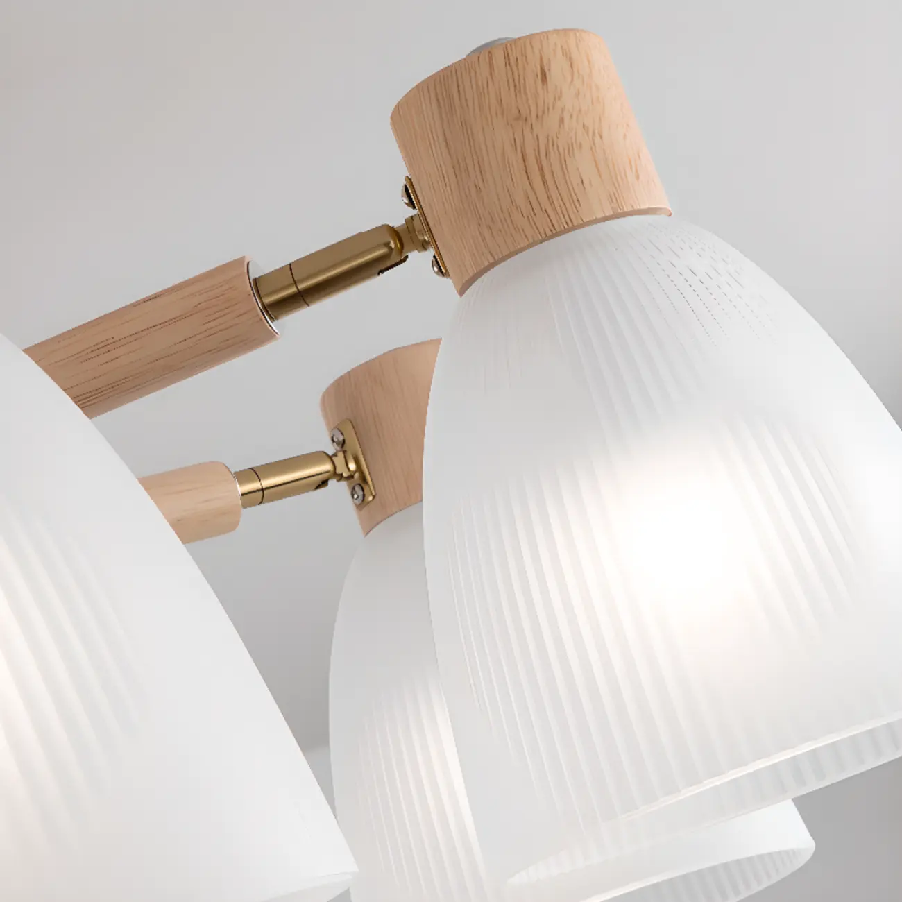 Natural Wood Semi Flush Ceiling Light Geometric Glass Shade | homeyfad