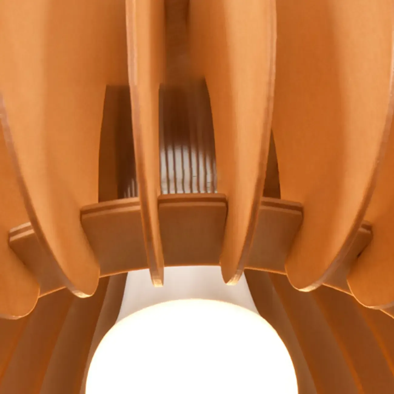 Rustic Semi Flush Ceiling Light Brown Natural Wood Dome Image - 9