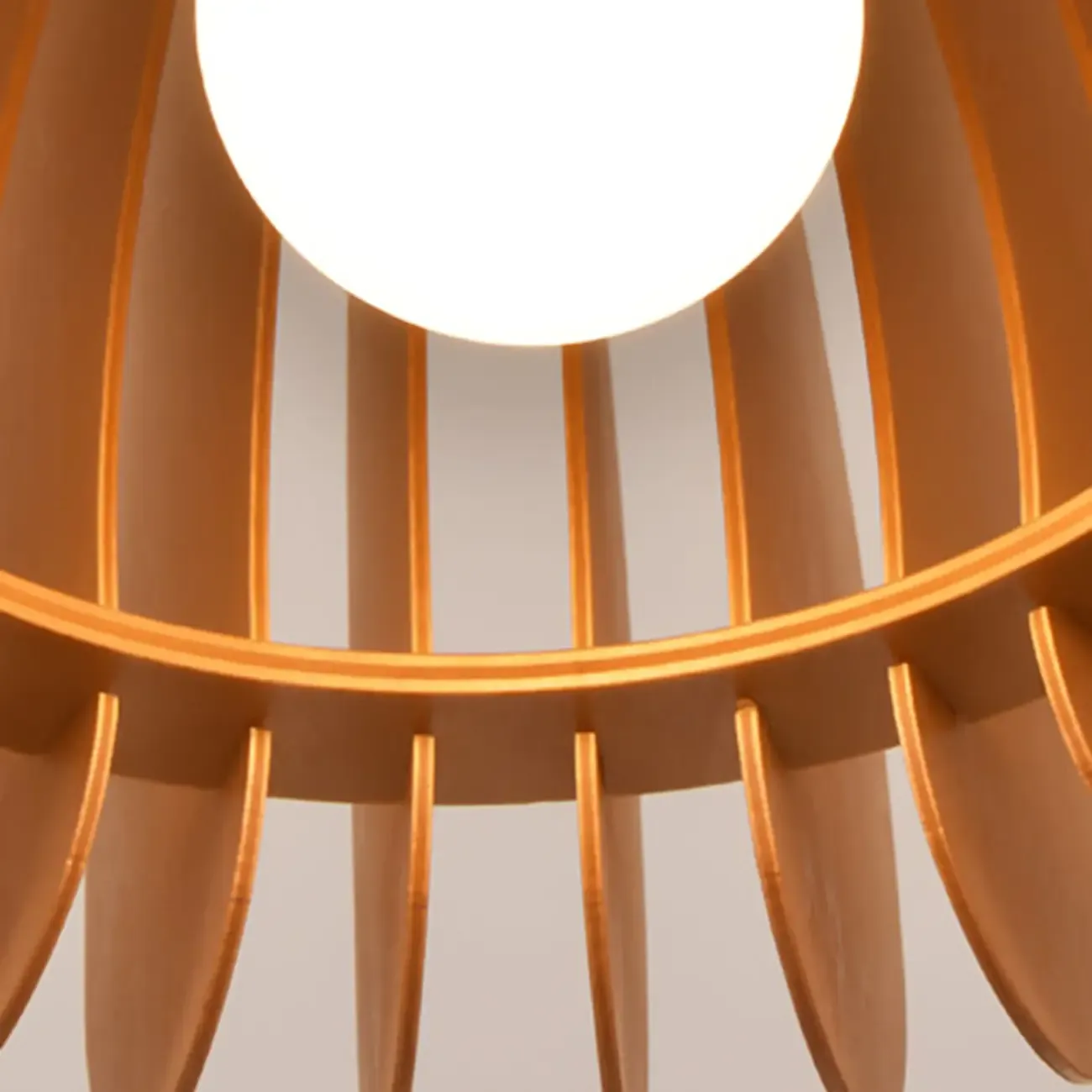 Rustic Semi Flush Ceiling Light Brown Natural Wood Dome Image - 10