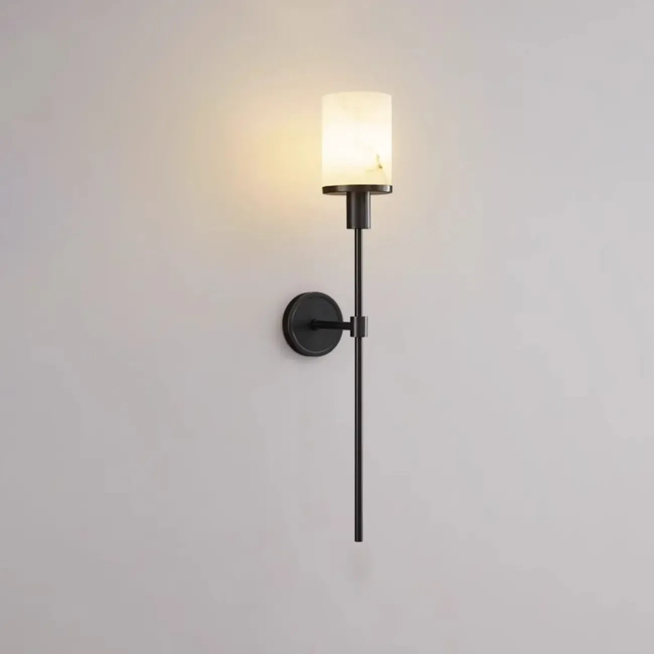 Modern Black Wall light with Sintered Stone Shade | HomeyFad