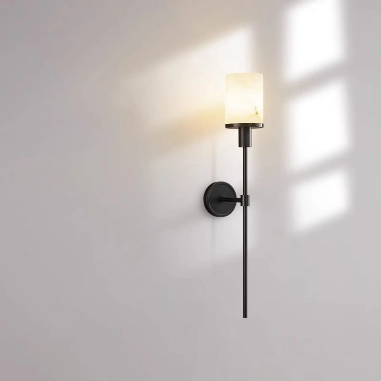 Modern Black Wall light with Sintered Stone Shade Image - 6 | homeyfad