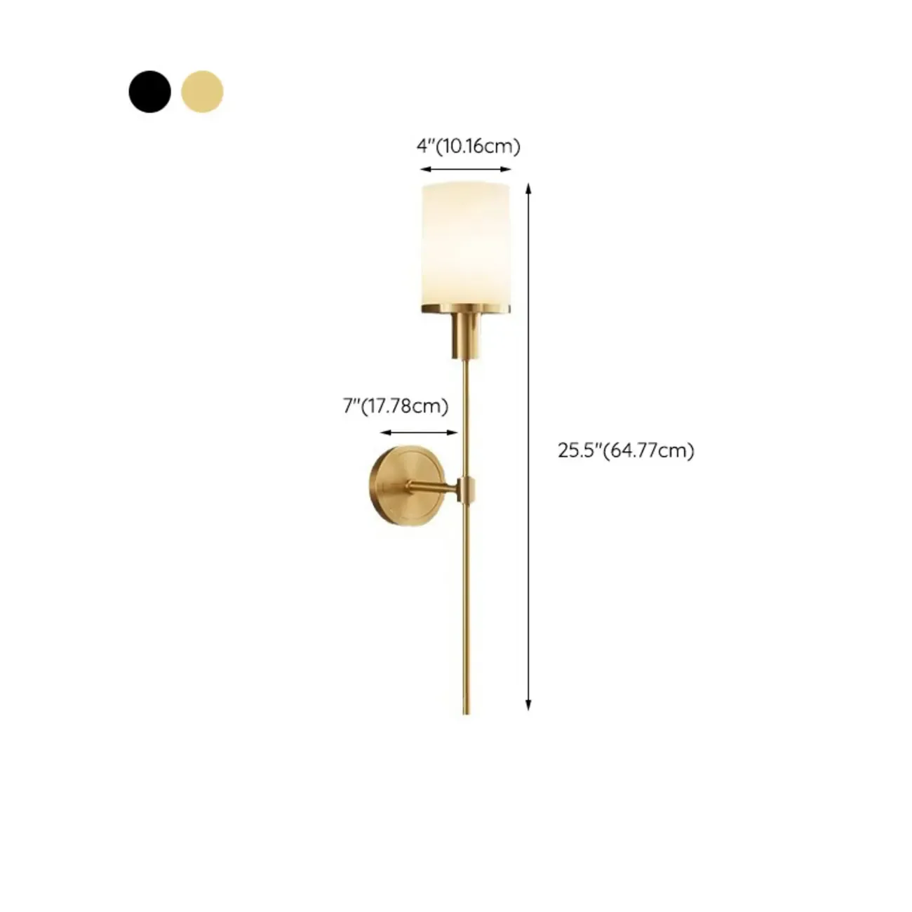 Modern Black Wall light with Sintered Stone Shade #size