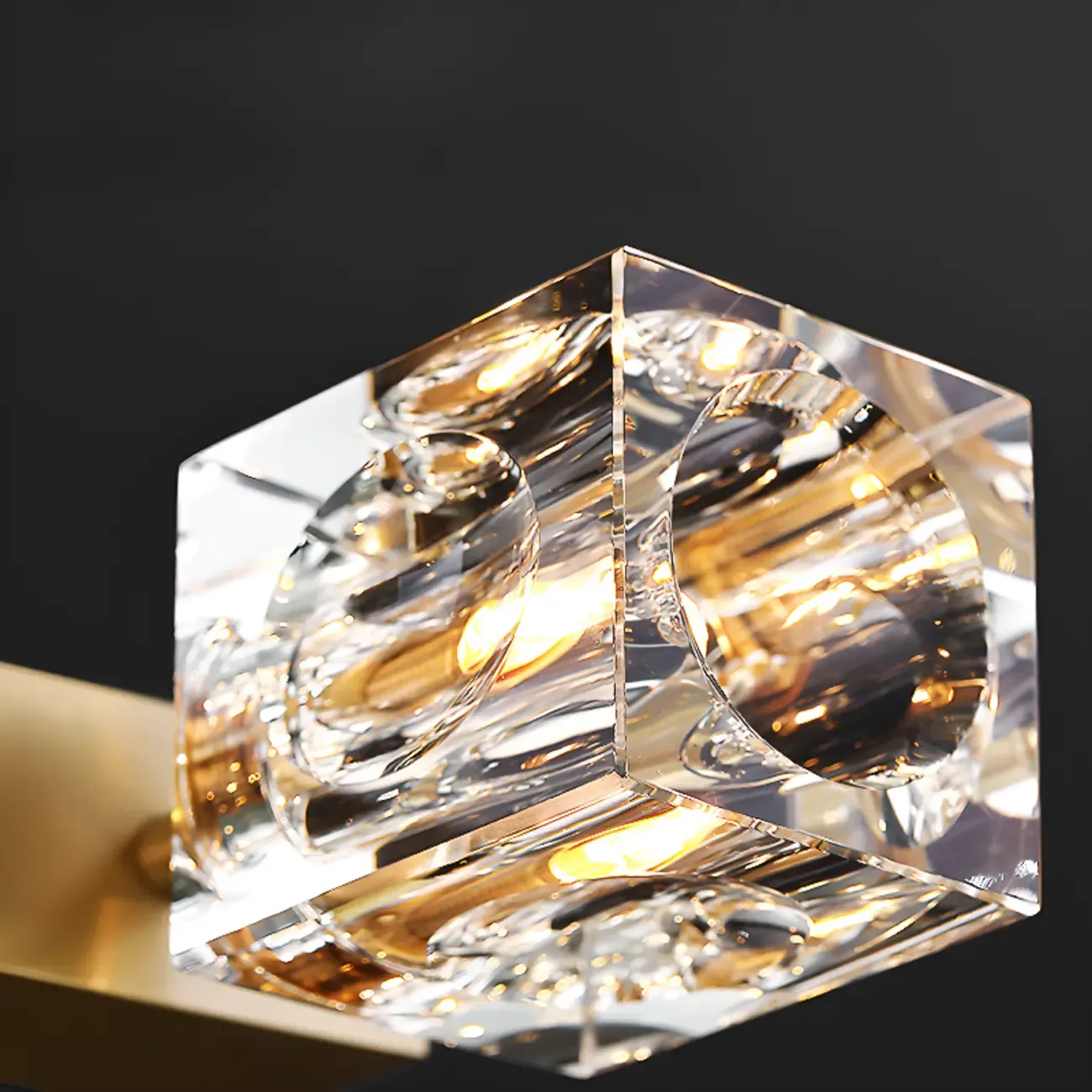 Glamorous Golden Square Crystal Island Pendant Light