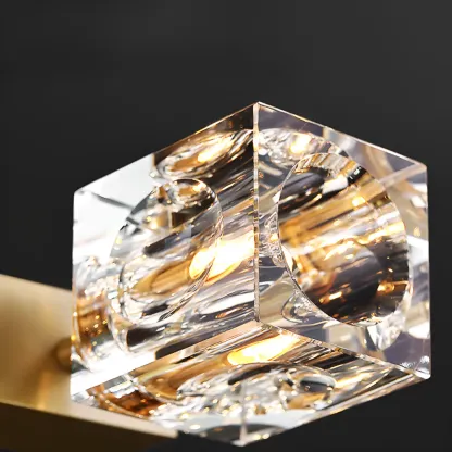 Glamorous Golden Square Crystal Island Pendant Light