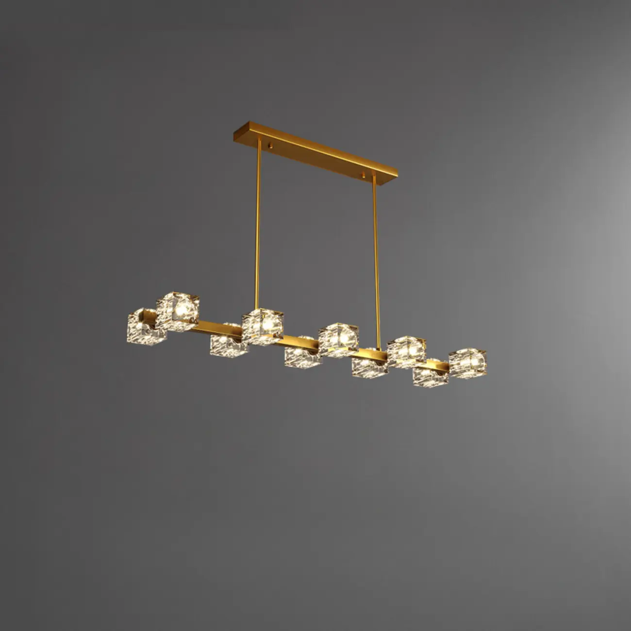 Glamorous Golden Square Crystal Island Pendant Light | homeyfad