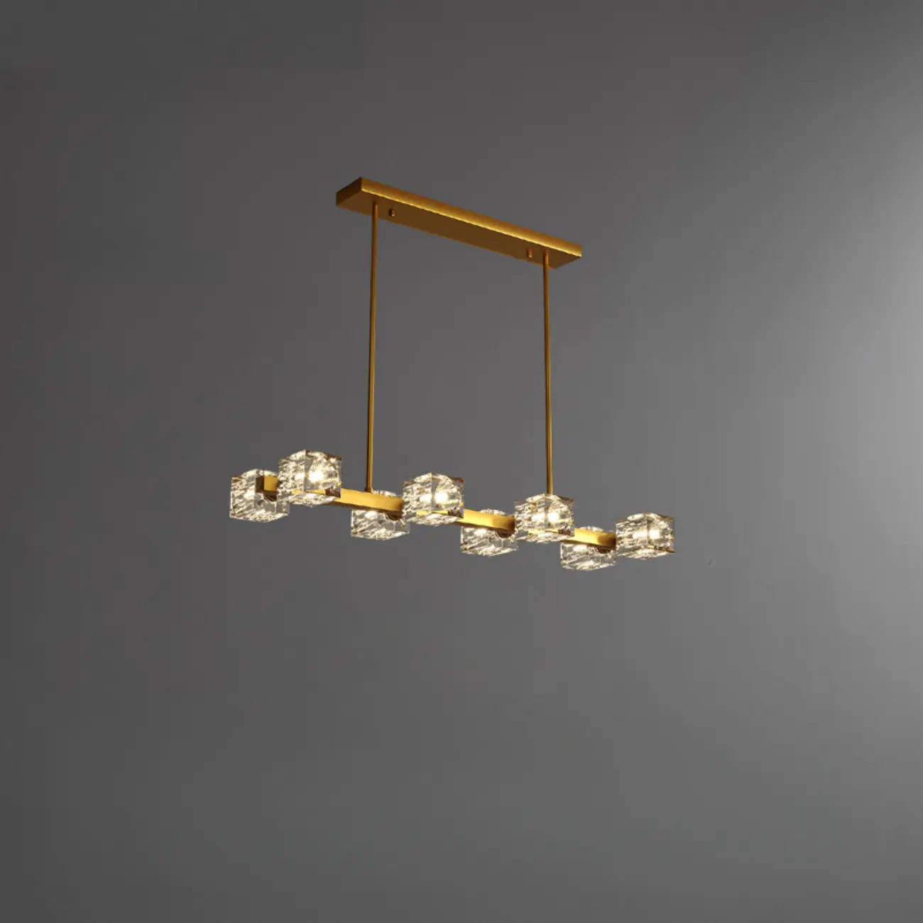 Glamorous Golden Square Crystal Island Pendant Light | homeyfad
