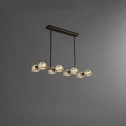 Glamorous Golden Square Crystal Island Pendant Light
