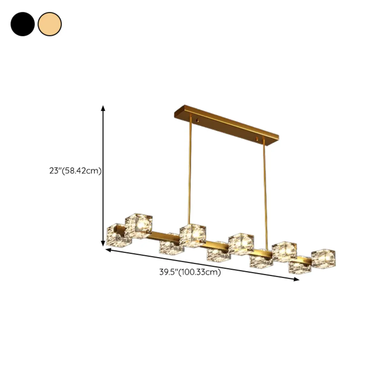 Glamorous Golden Square Crystal Island Pendant Light | homeyfad