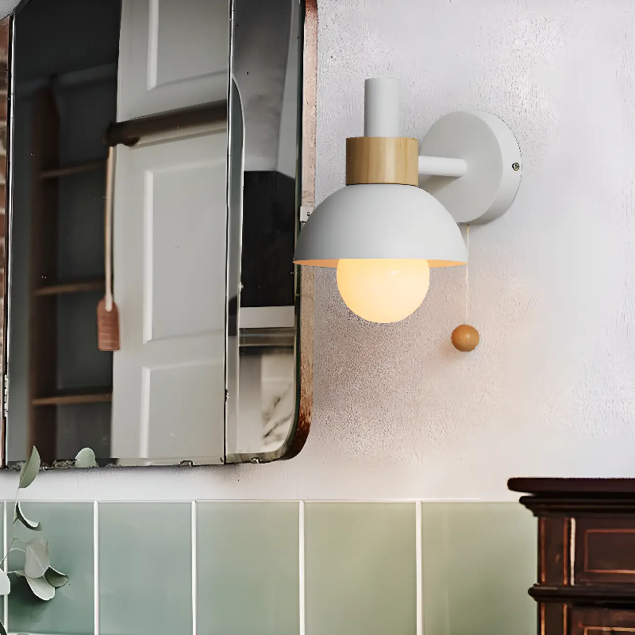 Modern Dome Vanity Light Pull Chain for Bathroom Mirror | homeyfad