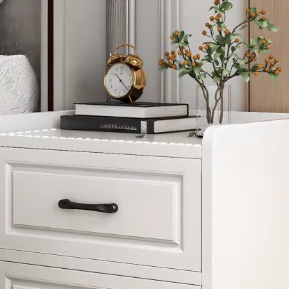 Small Wooden 1-Drawer Open Storage Nightstand Nut-Brown Image - 6