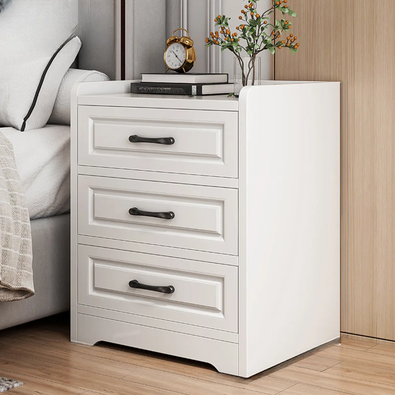 Small Wooden 1-Drawer Open Storage Nightstand Nut-Brown Image - 5 | homeyfad