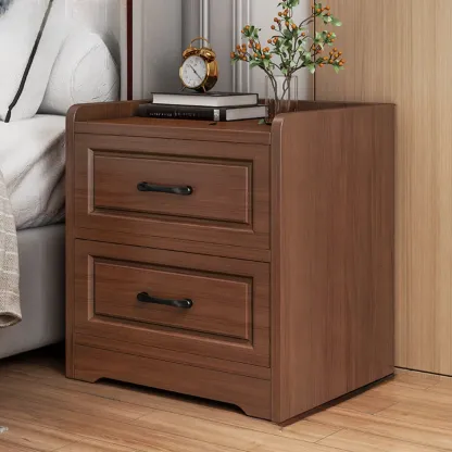 Small Wooden 1-Drawer Open Storage Nightstand Nut-Brown Image - 3