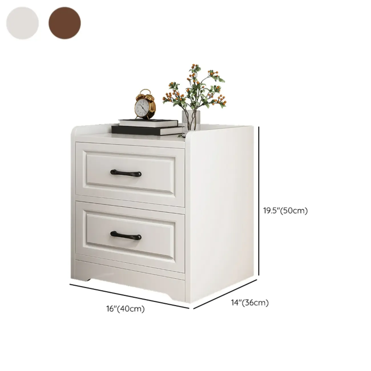 Small Wooden 1-Drawer Open Storage Nightstand Nut-Brown #size