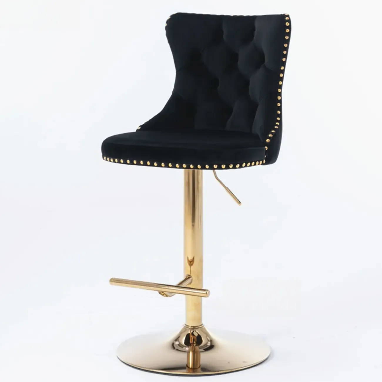 Glam Gold Tufted Cushioned Rotatable Bar Stools Image - 6