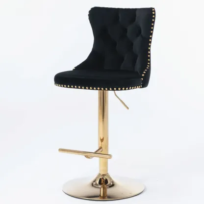 Glam Gold Tufted Cushioned Rotatable Bar Stools Image - 6