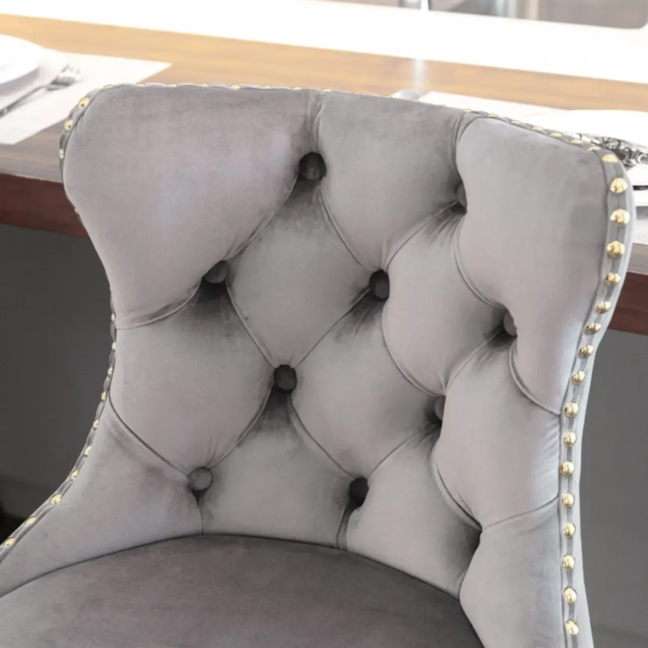 Glam Gold Tufted Cushioned Rotatable Bar Stools Image - 3