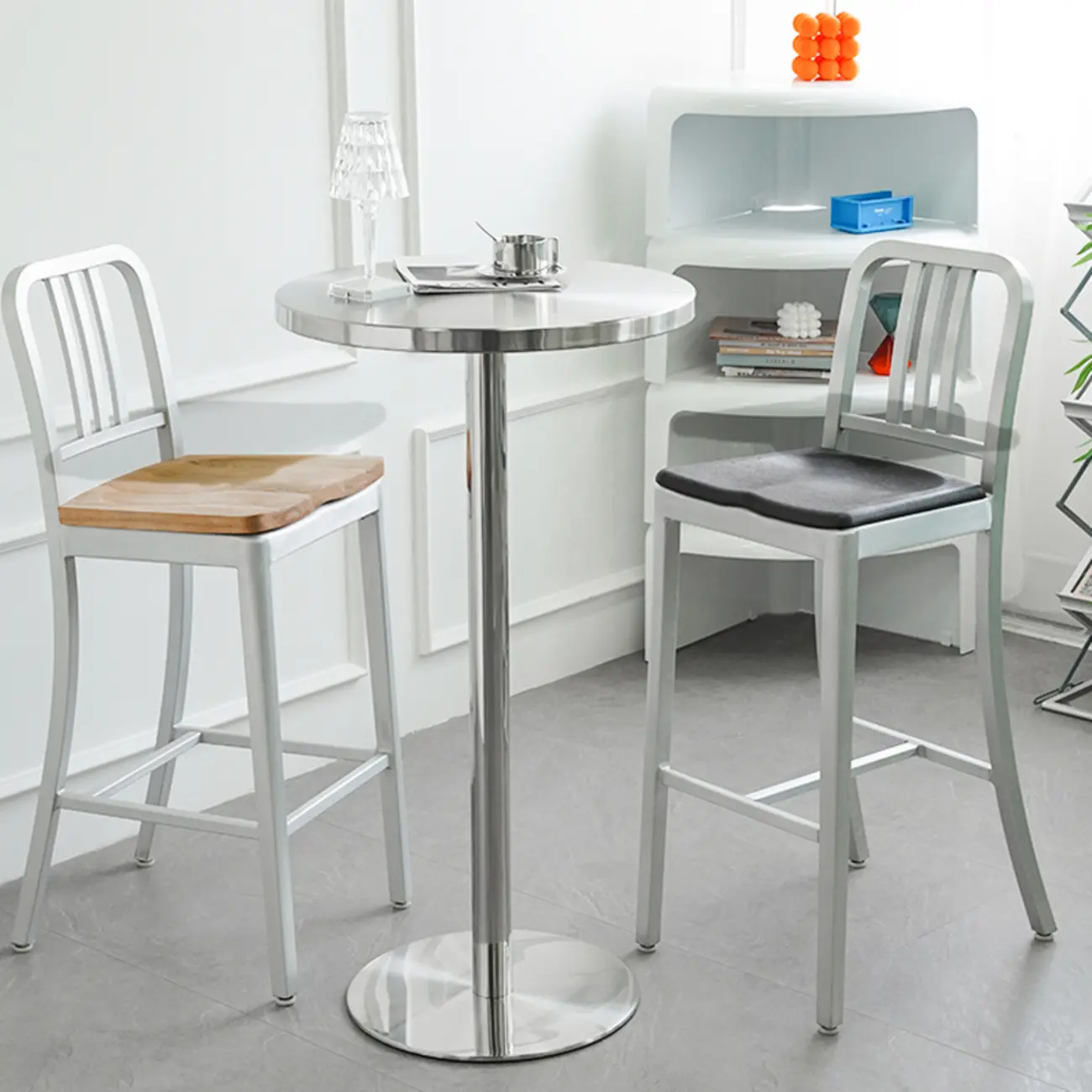 Modern Silver Stainless Steel Bar Tables Image - 1 | homeyfad