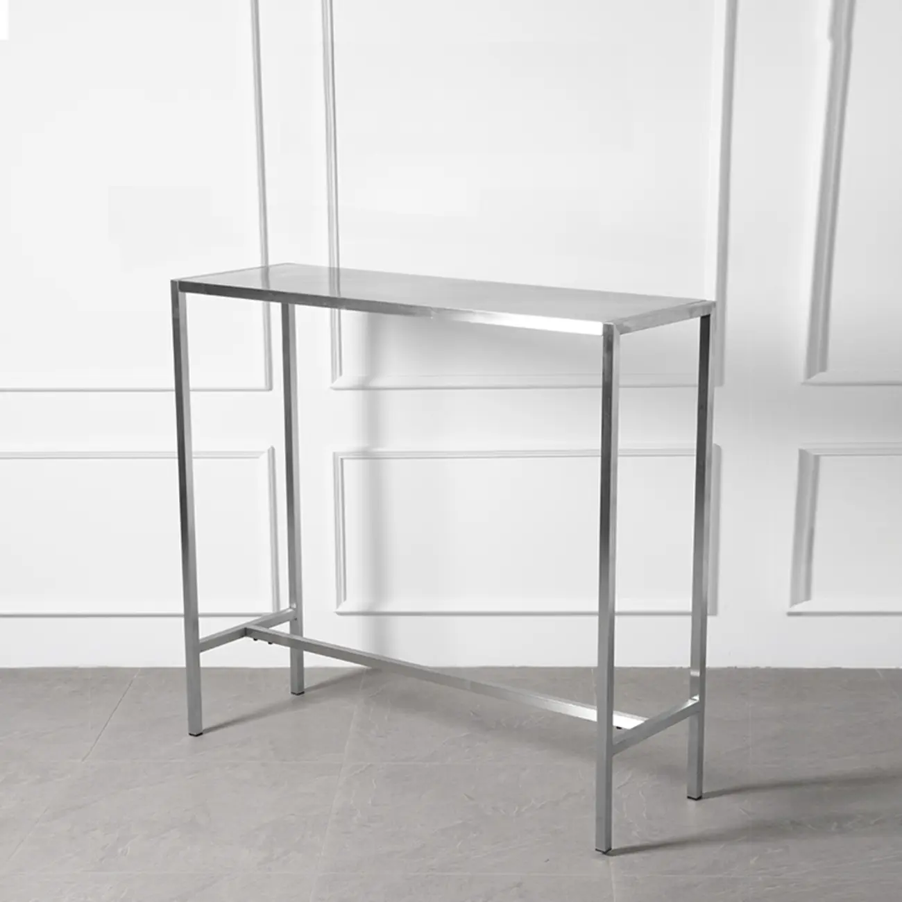 Modern Silver Stainless Steel Bar Tables Image - 2 | homeyfad