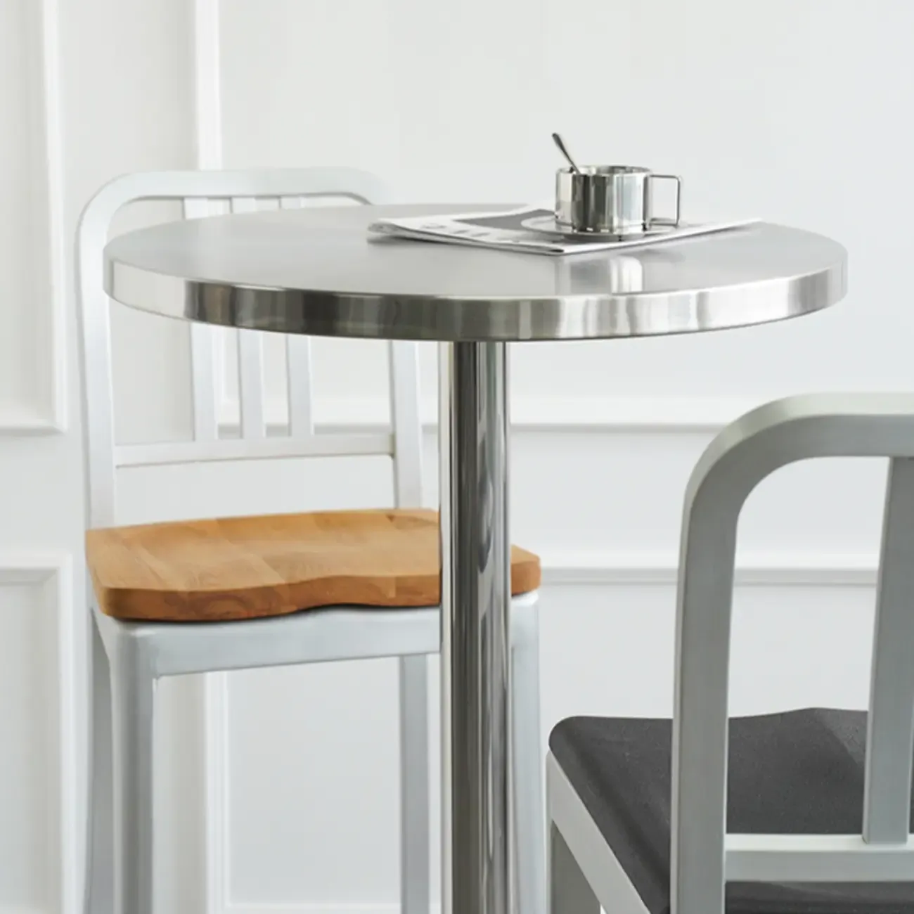 Modern Silver Stainless Steel Bar Tables Image - 6