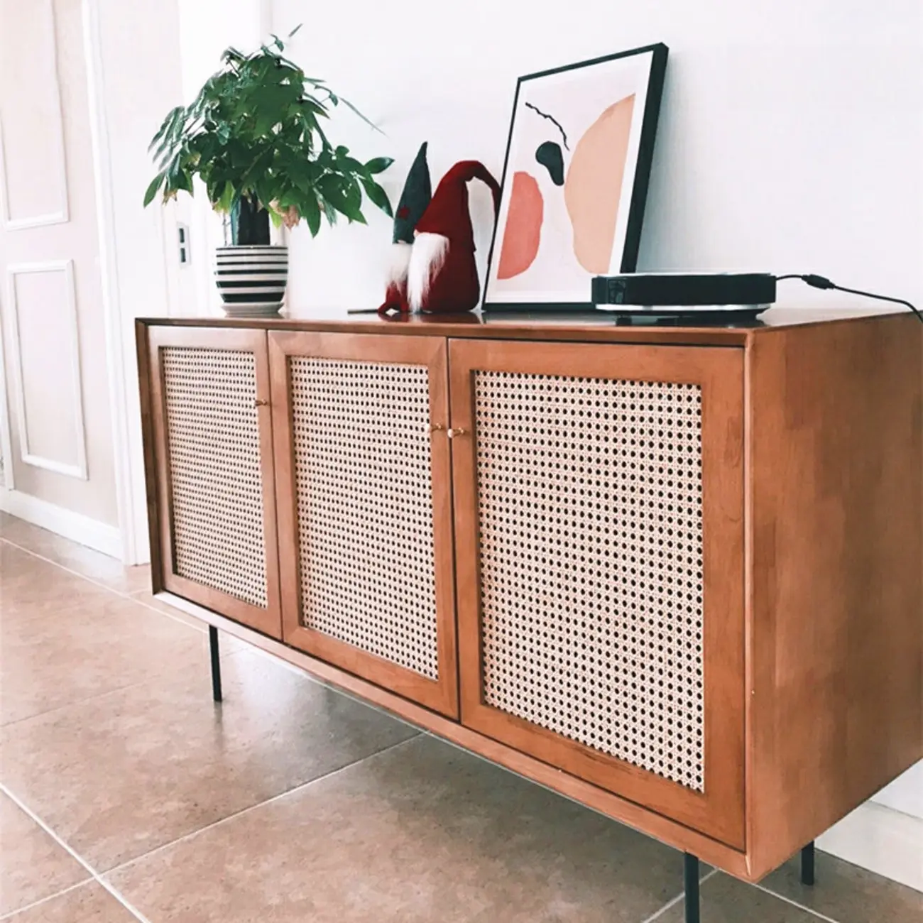 Vintage Wooden Woven Parlor Cabinet for Living Room Decor Image - 5 | homeyfad