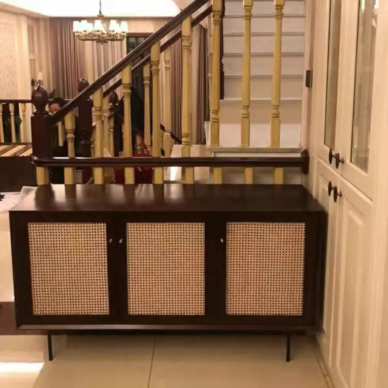 Vintage Wooden Woven Parlor Cabinet for Living Room Decor Image - 2 | homeyfad