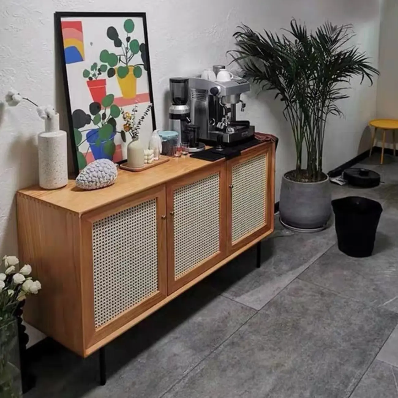 Vintage Wooden Woven Parlor Cabinet for Living Room Decor Image - 3 | homeyfad