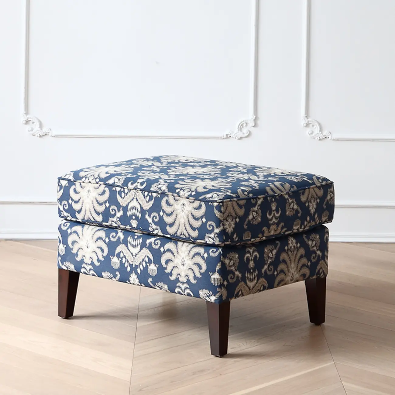 Striped Fabric Barrel Chair in Cerulean with Armrests | homeyfad