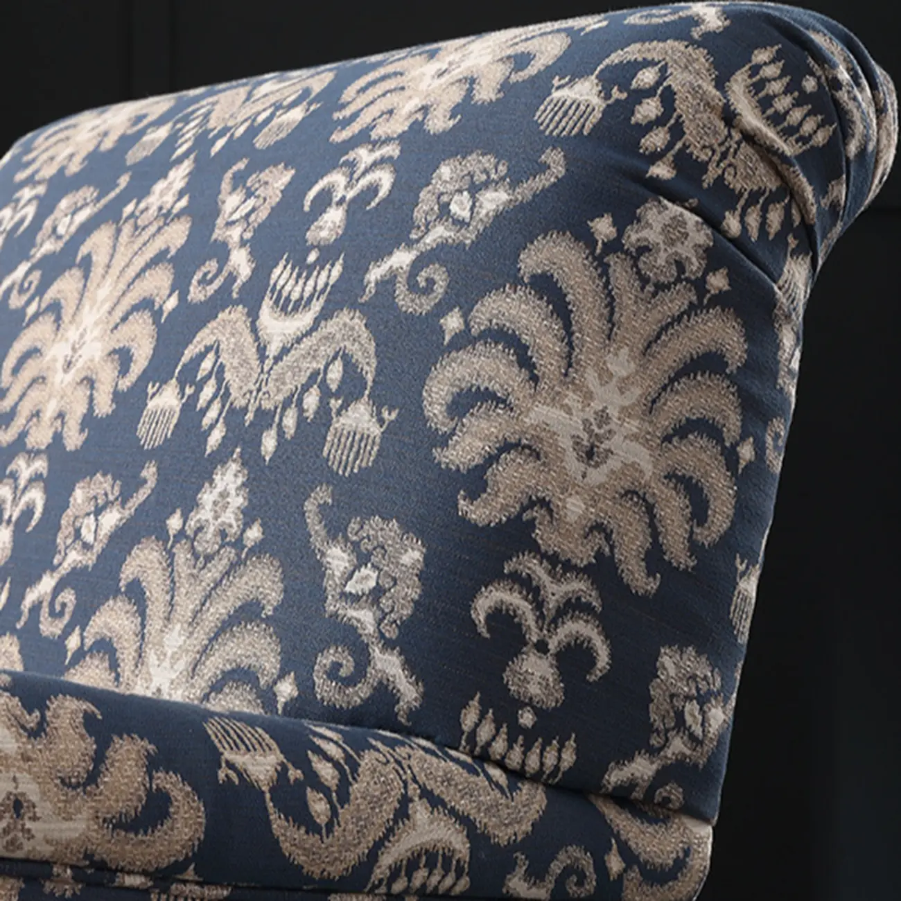 Striped Fabric Barrel Chair in Cerulean with Armrests | homeyfad