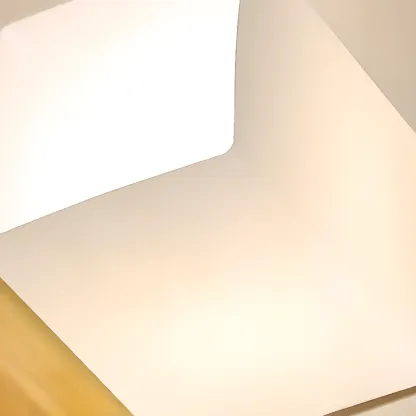 8.5" Height Square Glass Natural Wood Semi Flush Ceiling Light Image - 15