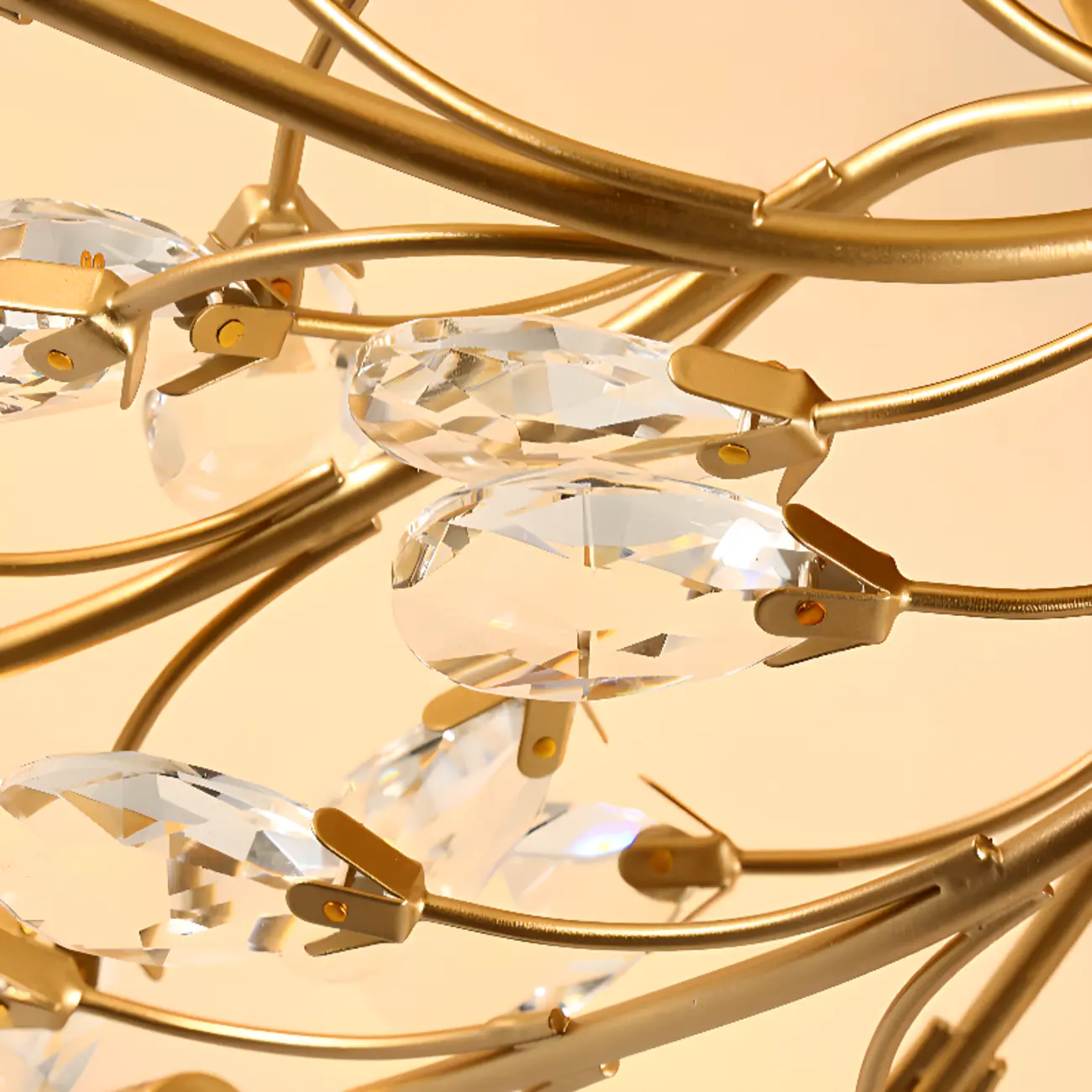 8" Height Elegant Gold Leaf Floral Semi Flush Ceiling Light | homeyfad