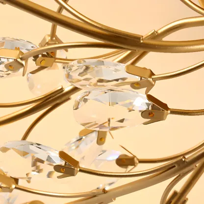 8" Height Elegant Gold Leaf Floral Semi Flush Ceiling Light