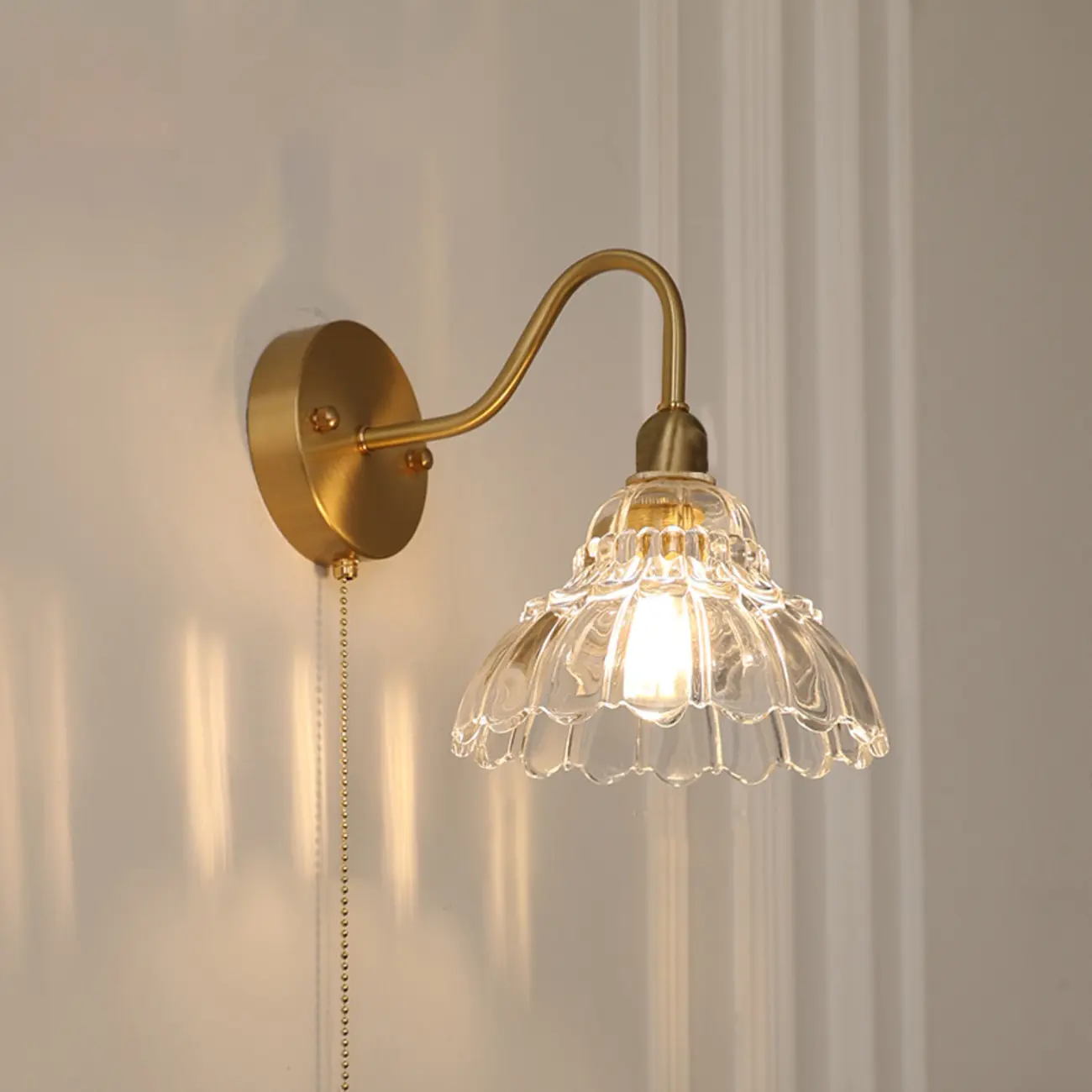 Mini Vintage Floral Wall Sconce with Brass Finish for Bedroom | homeyfad