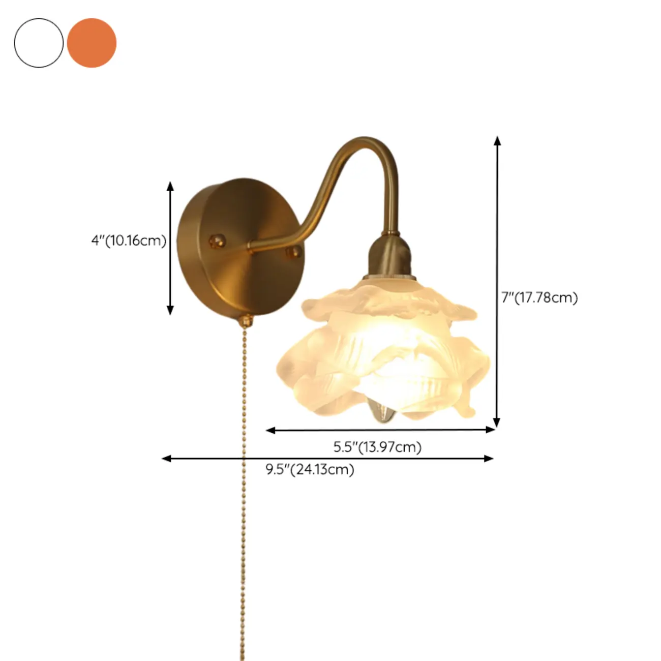 Mini Vintage Floral Wall Sconce with Brass Finish for Bedroom #size