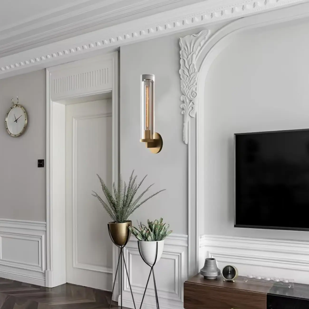 Modern Cylindrical Crystal Wall Sconce with LED Option Image - 2 | homeyfad