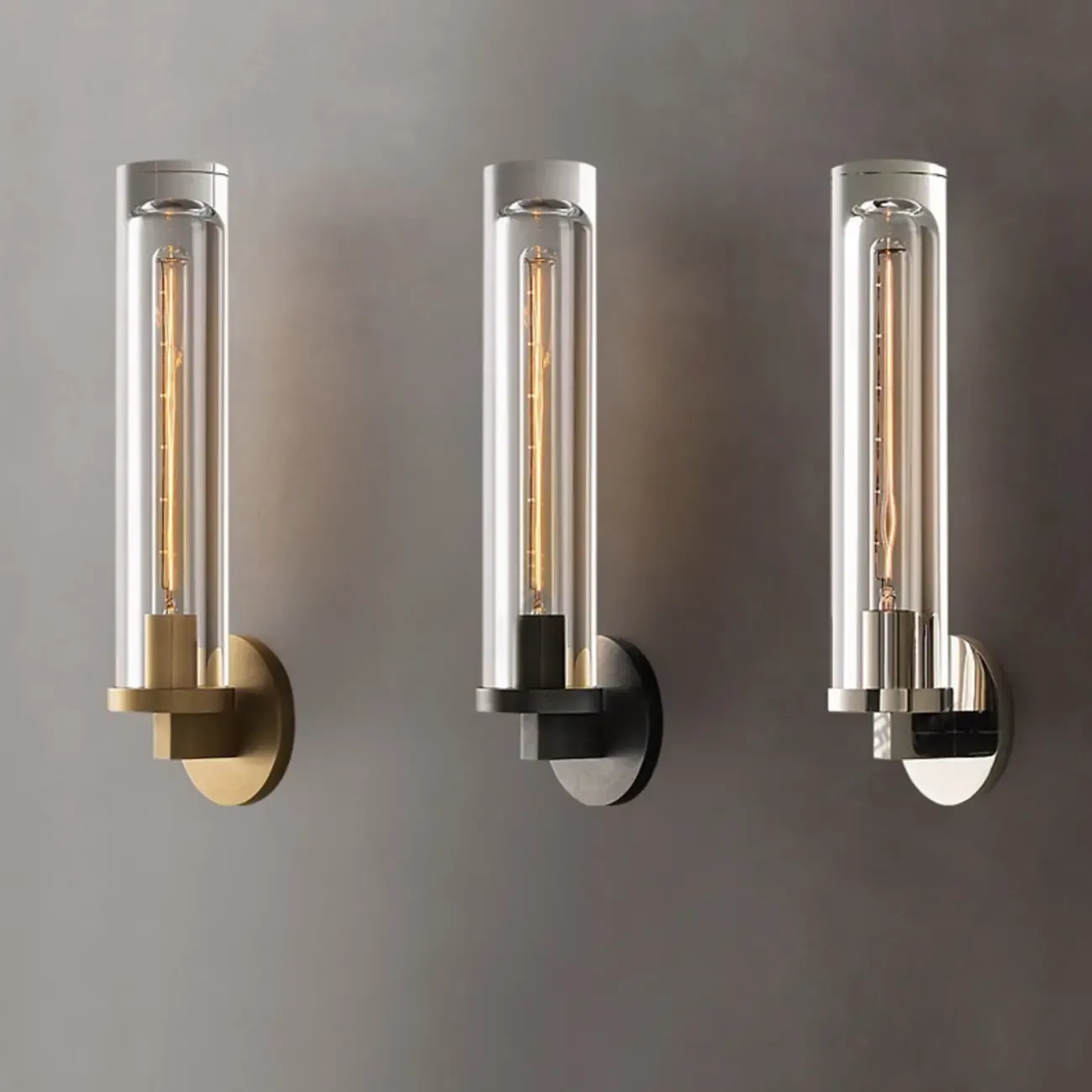 Modern Cylindrical Crystal Wall Sconce with LED Option Image - 10