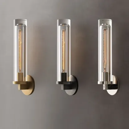 Modern Cylindrical Crystal Wall Sconce with LED Option Image - 10