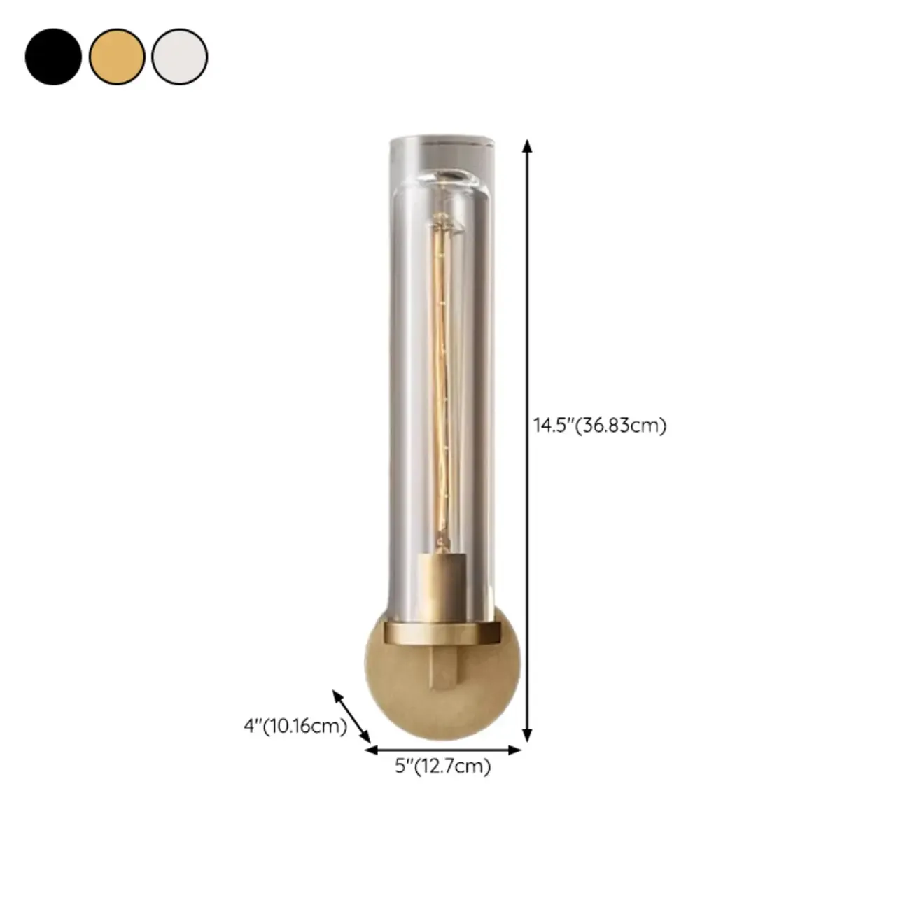 Modern Cylindrical Crystal Wall Sconce with LED Option #size