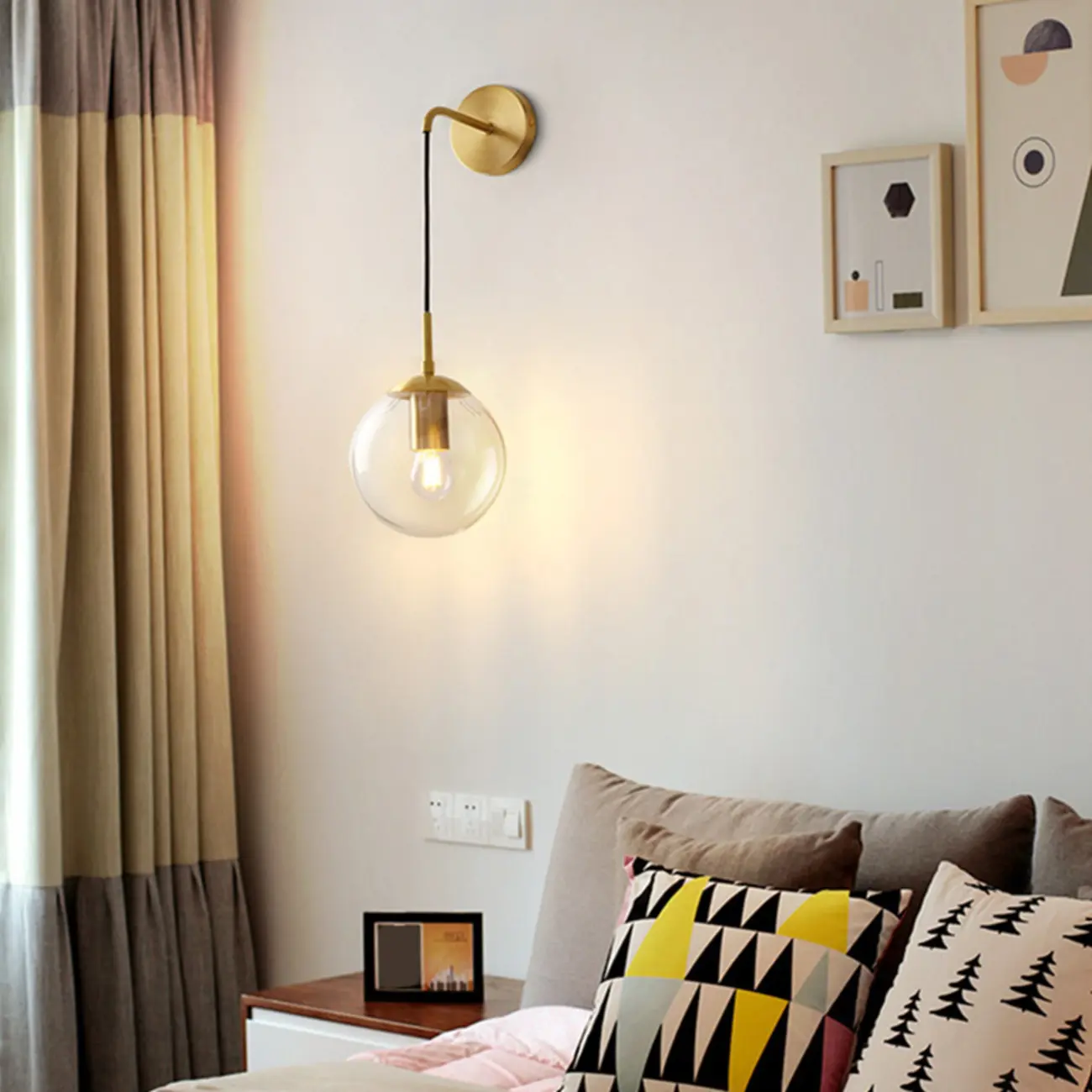 Modern Globe Wall Sconce with Clear Glass Shade Image - 2 | homeyfad