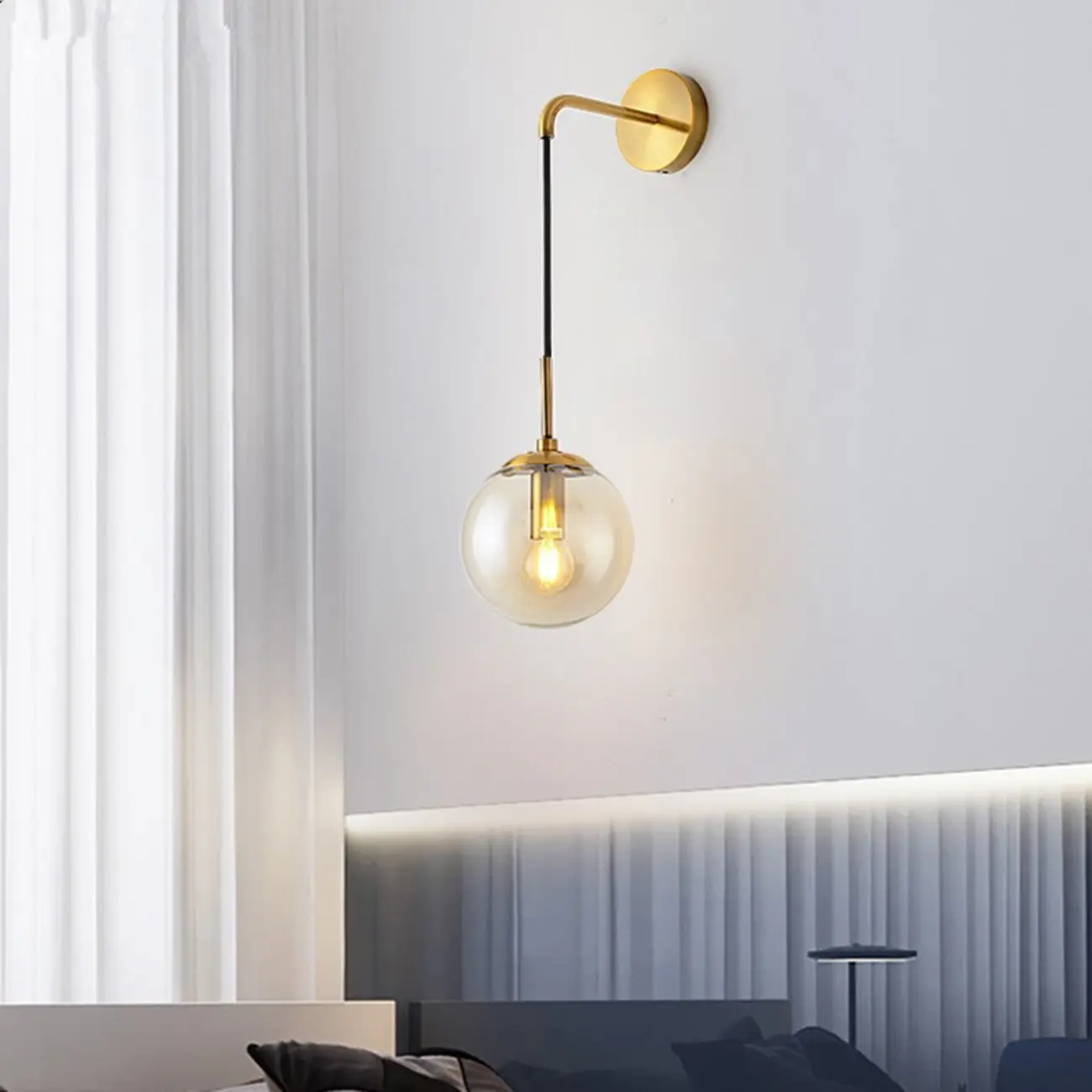 Modern Globe Wall Sconce with Clear Glass Shade Image - 1 | homeyfad