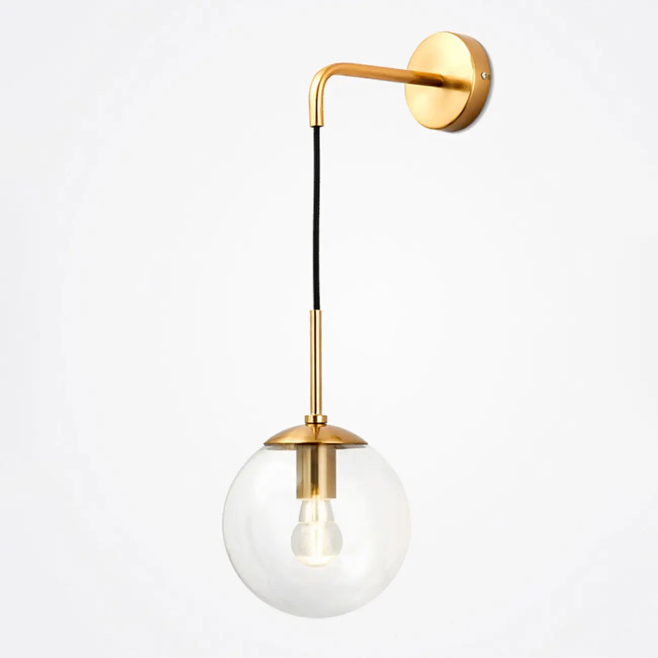 Modern Globe Wall Sconce with Clear Glass Shade Image - 3 | homeyfad