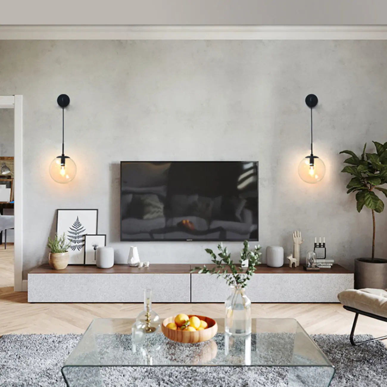 Modern Globe Wall Sconce with Clear Glass Shade Image - 4 | homeyfad