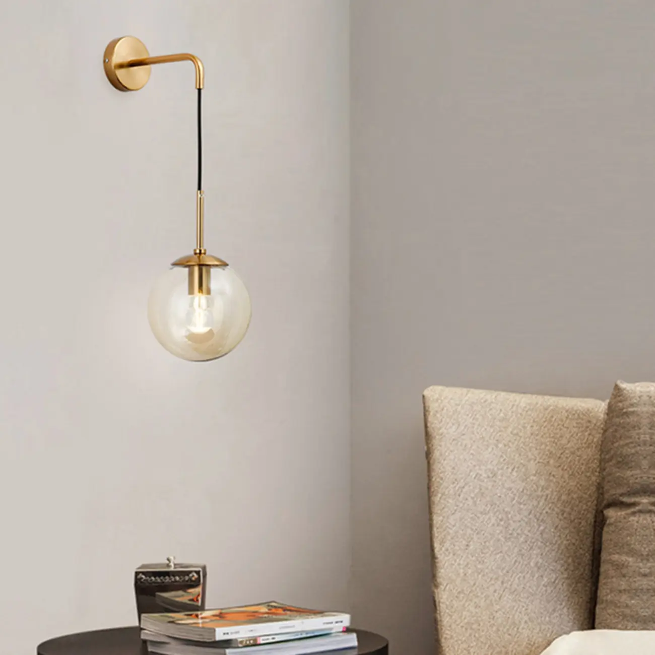 Modern Globe Wall Sconce with Clear Glass Shade Image - 6 | homeyfad