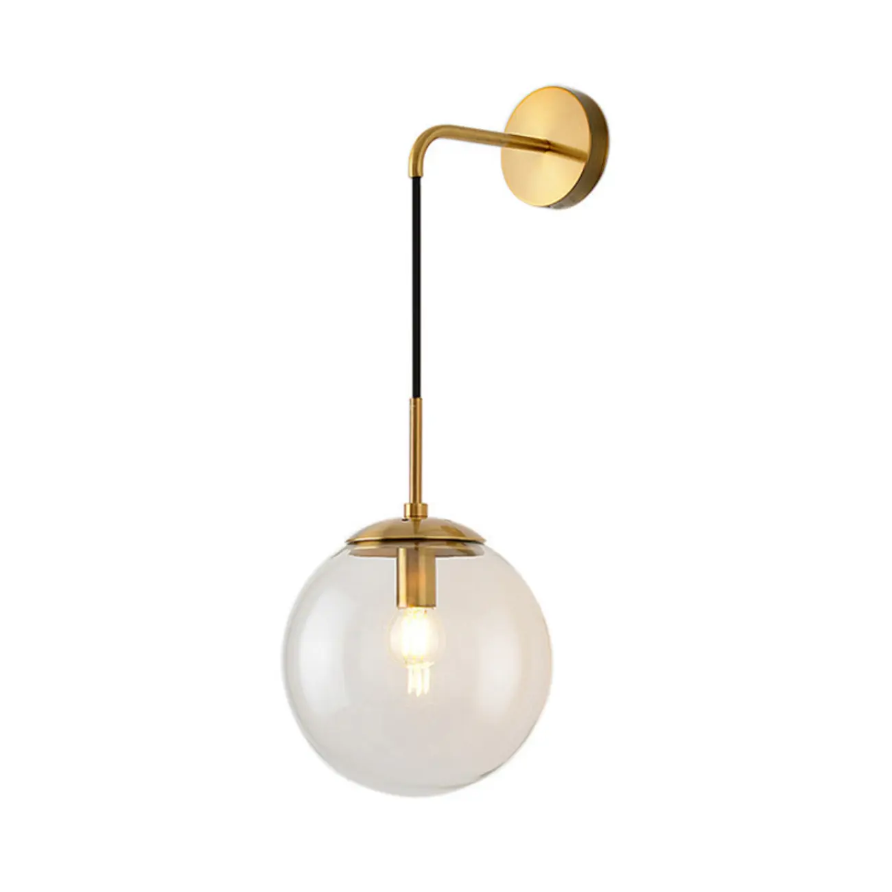 Modern Globe Wall Sconce with Clear Glass Shade Image - 10 | homeyfad