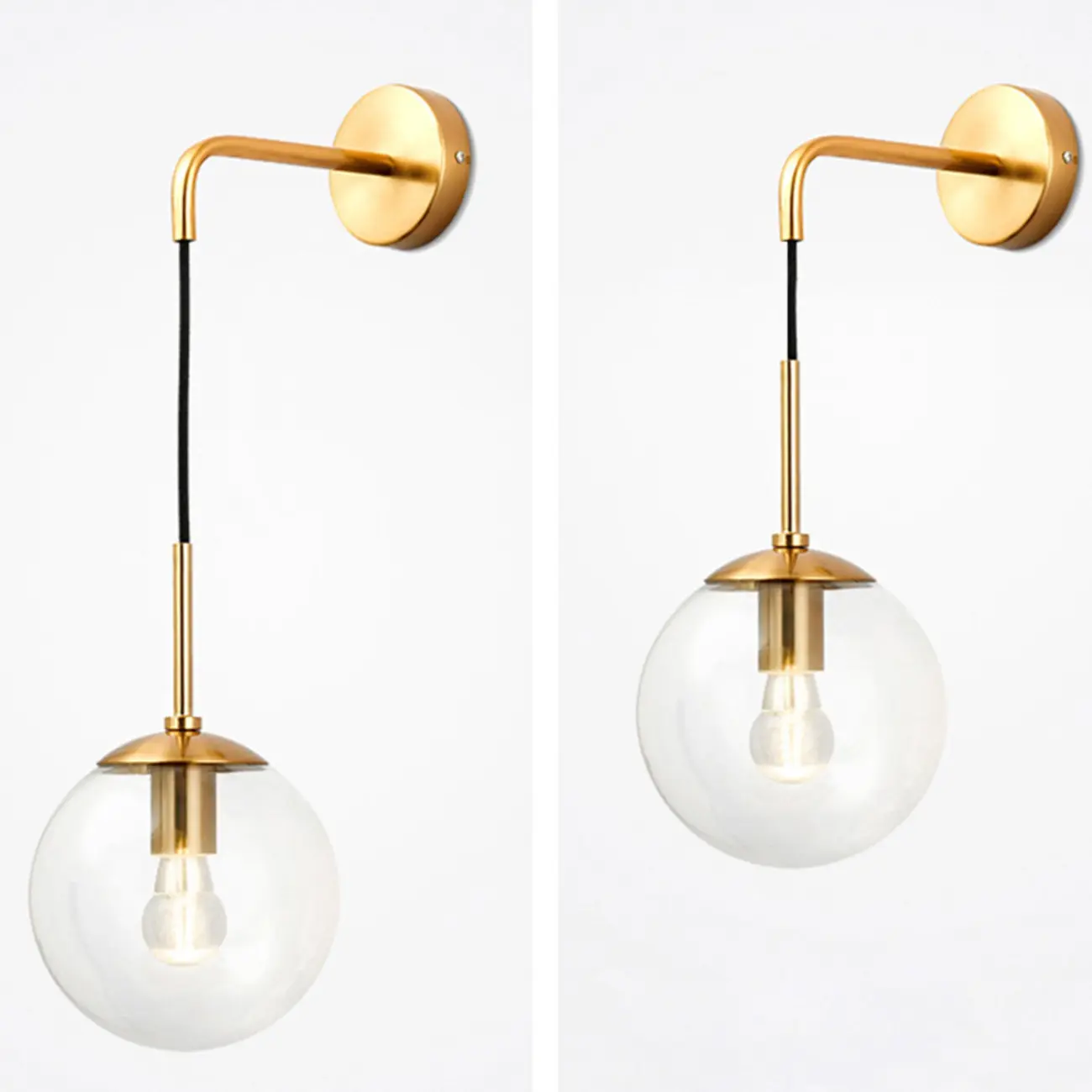 Modern Globe Wall Sconce with Clear Glass Shade Image - 11 | homeyfad