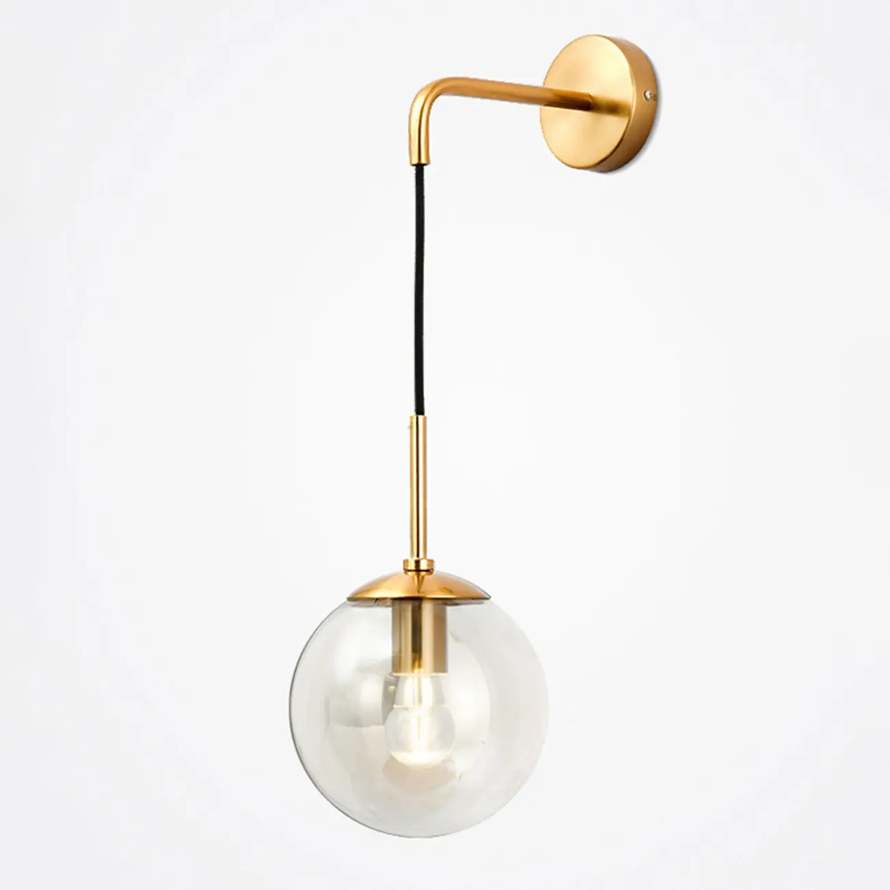 Modern Globe Wall Sconce with Clear Glass Shade Image - 12 | homeyfad